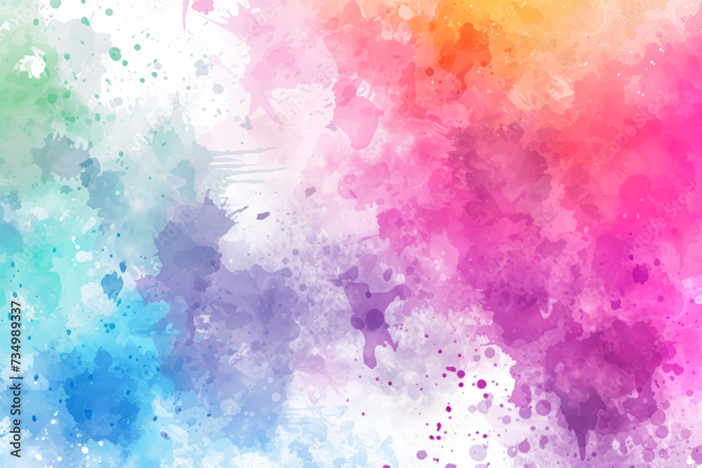 Colorful watercolor splash background in pink, purple, and blue hues. - obrazy, fototapety, plakaty 