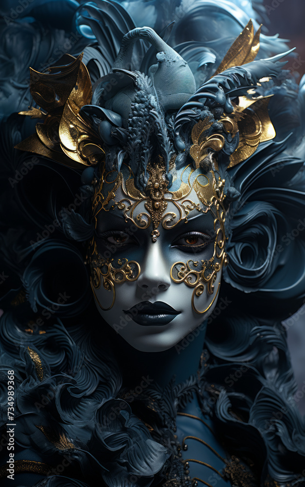 Mysterious Venetian Mask Shrouded in Smoke, Evoking Masquerade Elegance and the Enigmatic Allure of Secret Identities in a Dark, Ethereal Setting