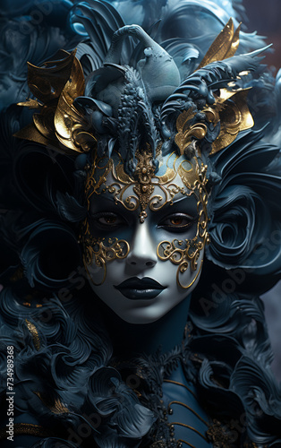 Mysterious Venetian Mask Shrouded in Smoke, Evoking Masquerade Elegance and the Enigmatic Allure of Secret Identities in a Dark, Ethereal Setting © Bartek