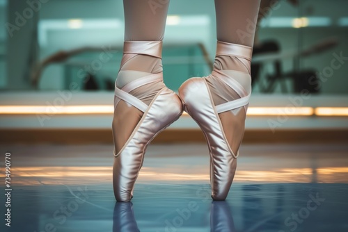 ballerinas pointe shoes during a pirouette photo