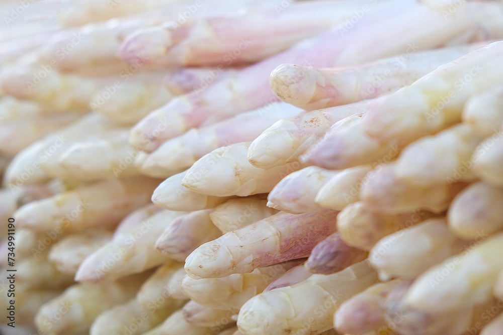 Fresh white seasonal asparagus close-up. Fresh white seasonal asparagus close-up.