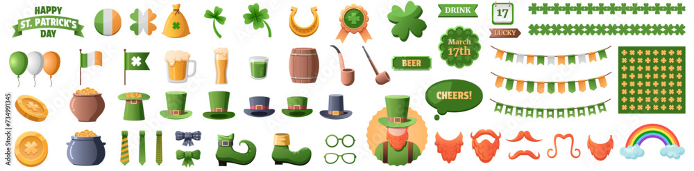 St. Patrick's Day vector design elements set - obrazy, fototapety, plakaty 