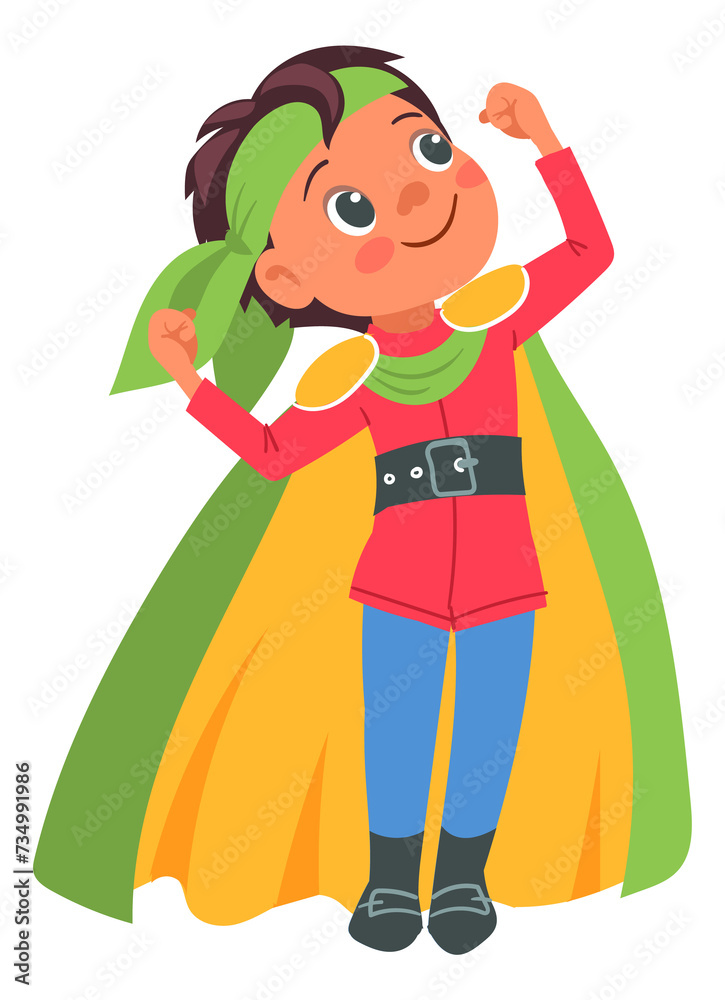 Funny kid party costume. Cartoon smiling boy Funny kid party costume. Cartoon smiling boy
