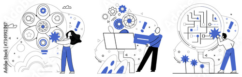 Business innovation vector illustration. Uniqueness is fragrance wafting through air in garden business creativity Intelligence is alchemist turning base metal ideas into gold business success