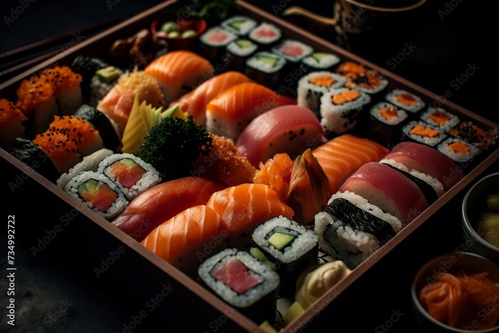 Assorted Sushi Box with Salmon, Tuna and Avocado Rolls
Assorted Sushi Box with Salmon, Tuna and Avocado Rolls