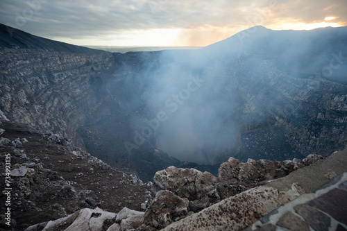 Masaya volcano crater rocky hole