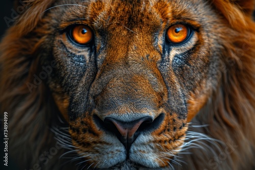 Portrait of a lion s muzzle in close-up. The Lion s head