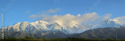 Mt Baldy snowcapped mountain in Southern California after record setting rain.