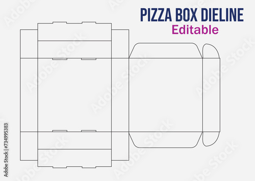 Pizza Box Dieline Template, pizza box dieline ,box design photo