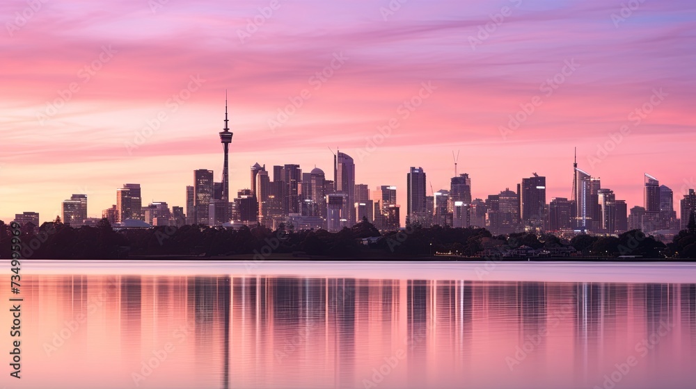 Fototapeta premium A View of a City From Across a Lake