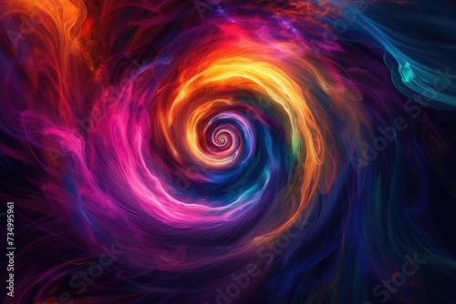 Colorful vortex energy, cosmic spiral waves, multicolor swirls explosion. Abstract futuristic digital background.