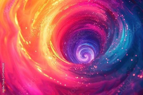 Colorful vortex energy, cosmic spiral waves, multicolor swirls explosion. Abstract futuristic digital background. © LivroomStudio