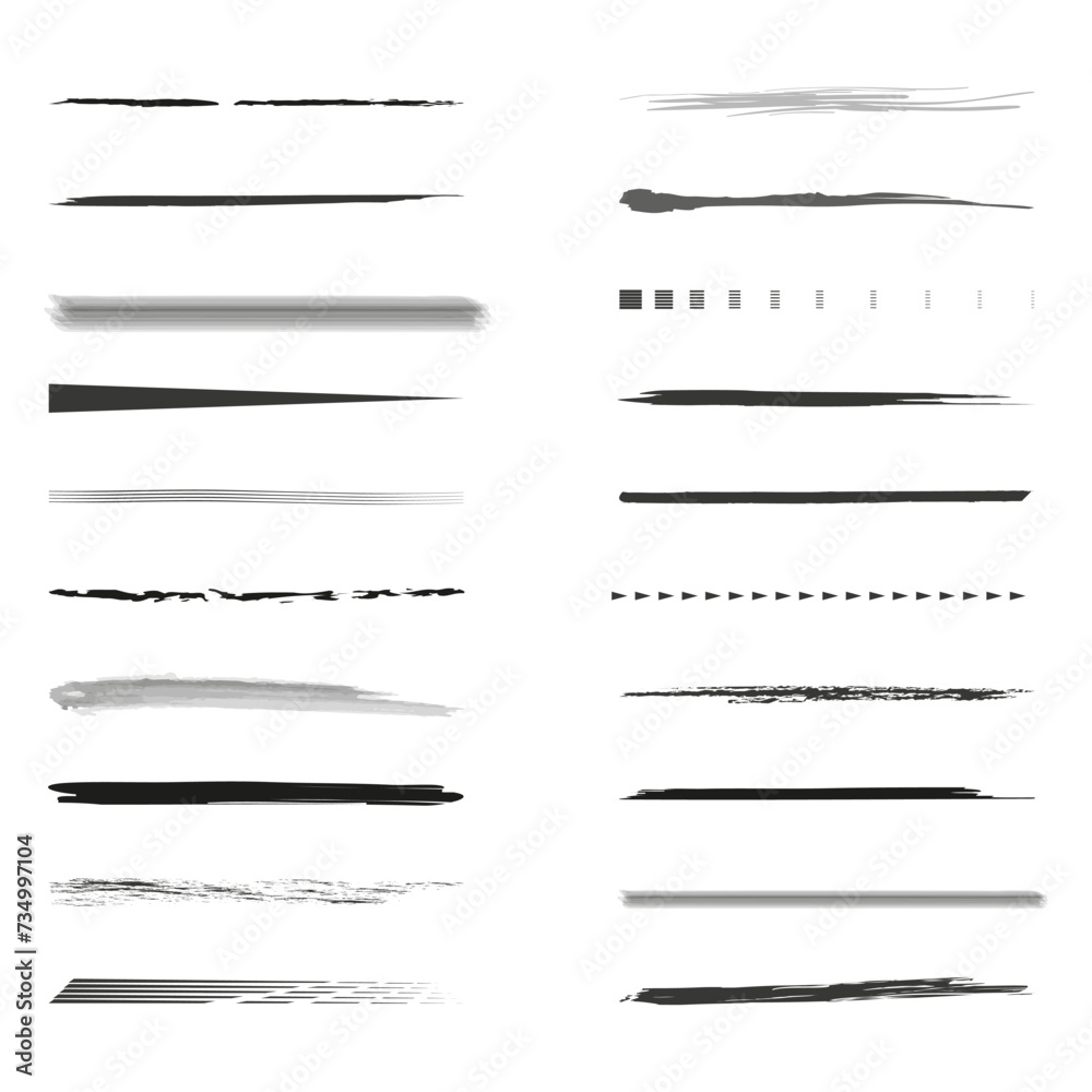 Set of artistic pen brushes. Vector illustration. EPS 10.