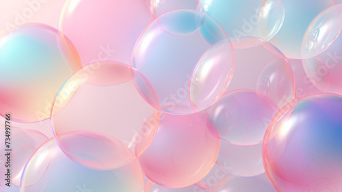 Transparent gradient bubbles 3D rendering.