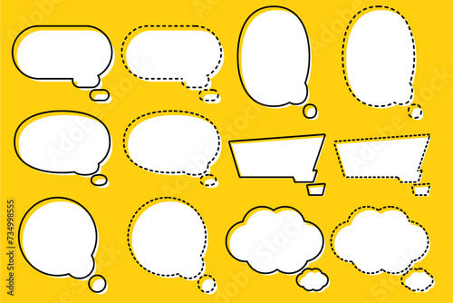 塗りがズレたポップなふきだしセット