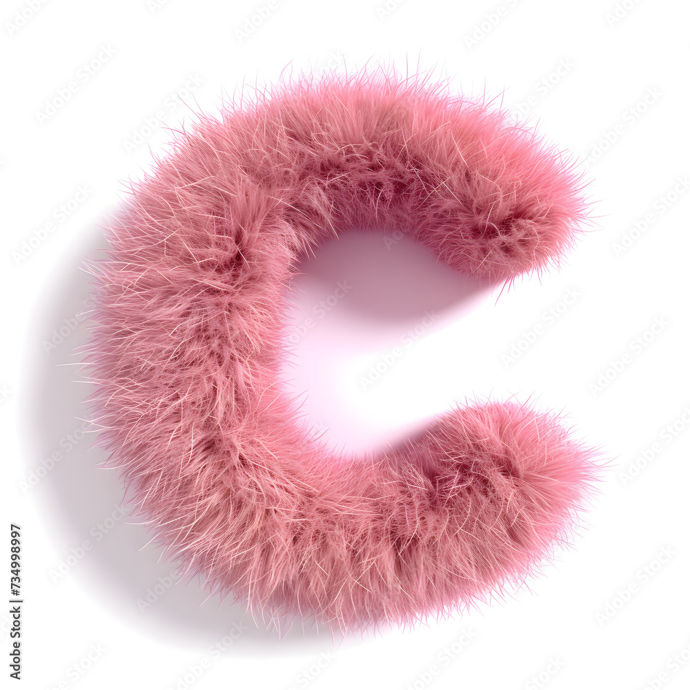 letter C made from a faux pink fur ball letter C made from a faux pink fur ball