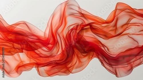 Abstract red and orange delicate soft waves flowing design background   modern digital art concept