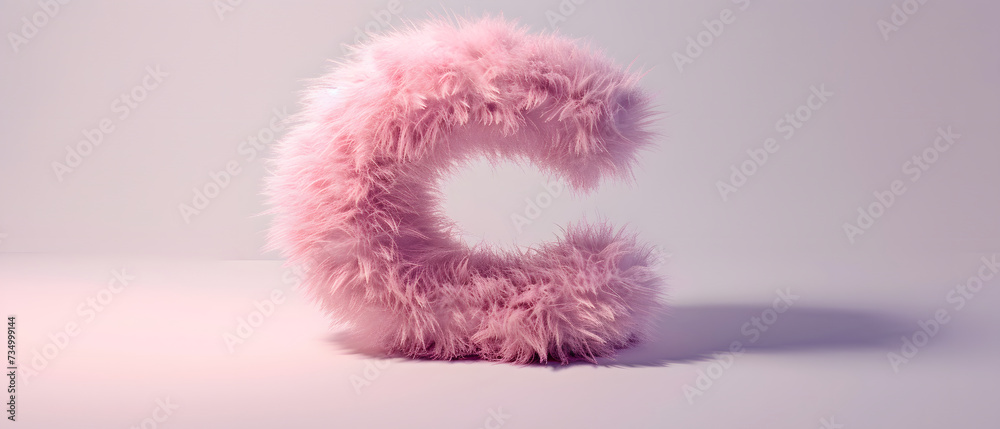letter C made from a faux pink fur ball letter C made from a faux pink fur ball