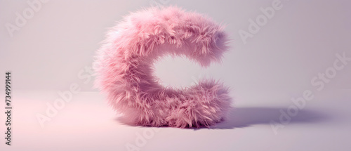 letter C made from a faux pink fur ball