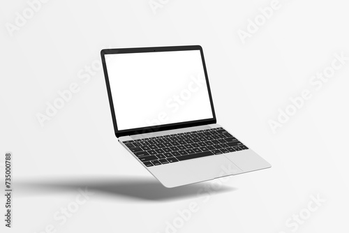 Modern laptop with blank screen mockup illustration