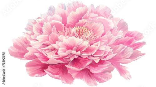 Pink Peony Flower on White Background