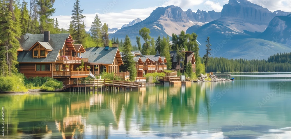 The tranquil ambiance of Maligne Lake accentuates the timeless charm of Spirit Island's panorama.
