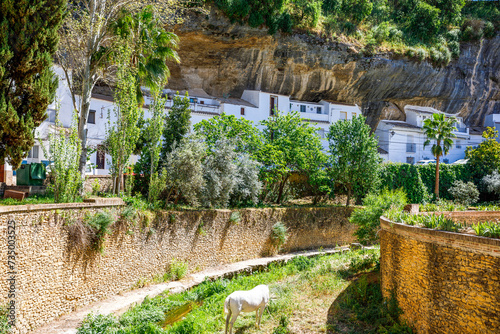 The beautiful village of Setenil de las Bodegas on a sunny summer day. Provice of Cadiz, Andalusia, Spain photo