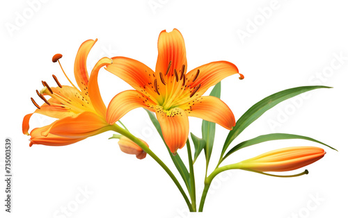 Vivid Orange Tiger Lily Blossom Isolated on Transparent Background PNG. © Faizan