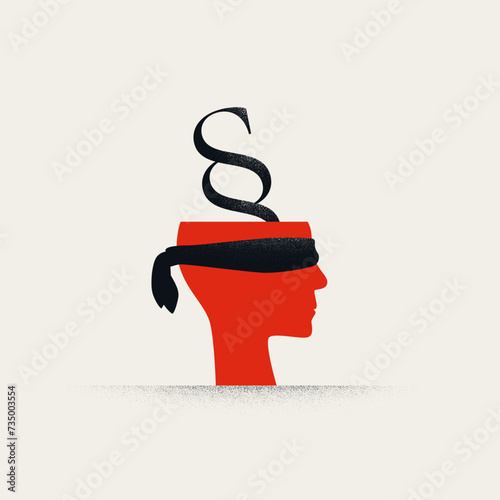 Blind justice vector concept. Symbol of fairness and equality before the law, legal sign. Minimal illustration.