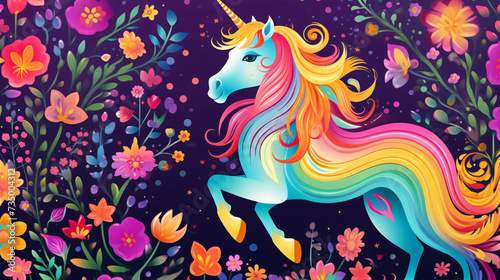 Unicorn colorful background, rainbow pattern, glitters © Anas