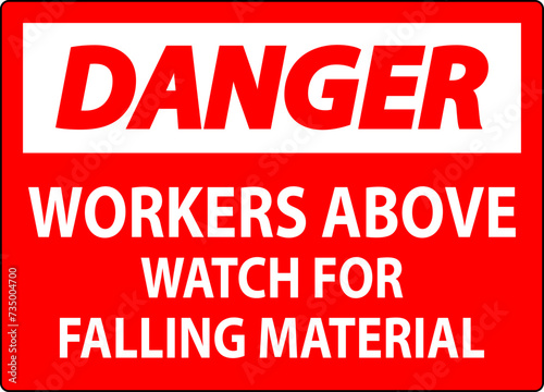 Danger Sign  Workers Above Watch For Falling Material