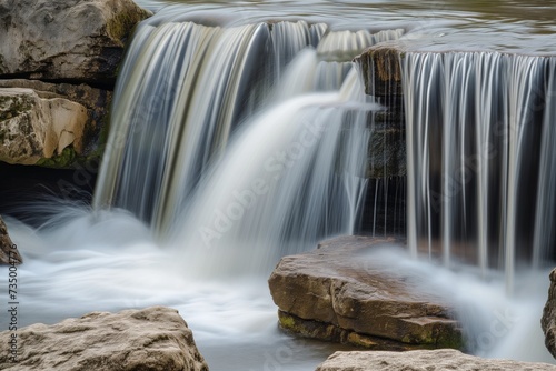 waterfall with silklike water flowing over rocks