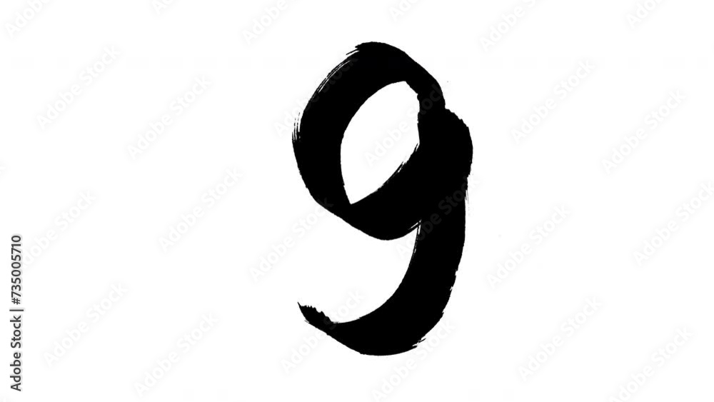 The number nine drawn with a black marker The number nine drawn with a black marker