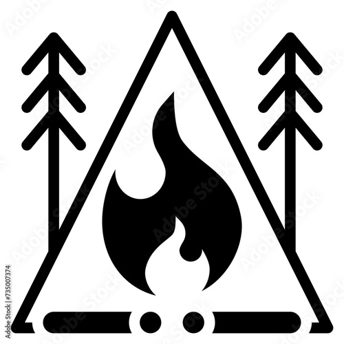 camping campfire campground fire flame travel solid glyph
