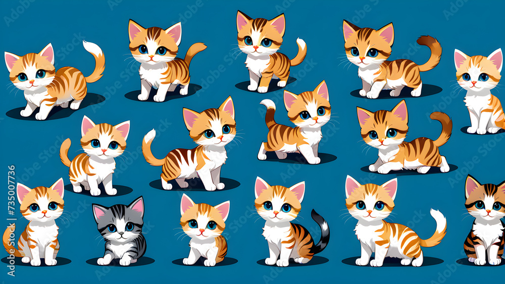 vector collection of cute kitten. set of cats vector collection of cute kitten. set of cats