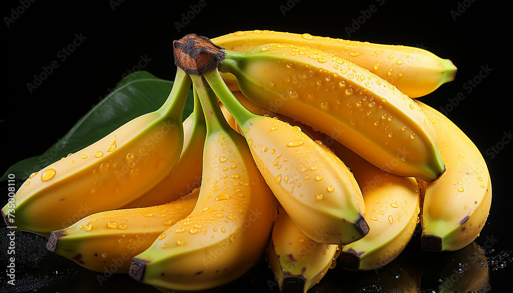 A ripe banana, fresh and healthy, in vibrant yellow generated by AI