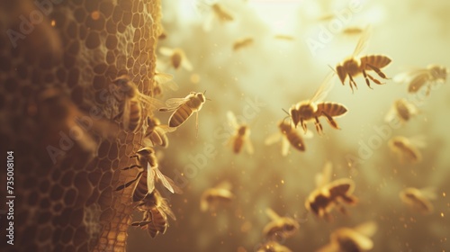 Bees working together in harmony within a beehive, © CraftyImago