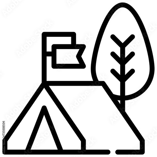location campground outdoor tent camping simple line