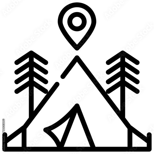 pin gps location camping campground tent simple line