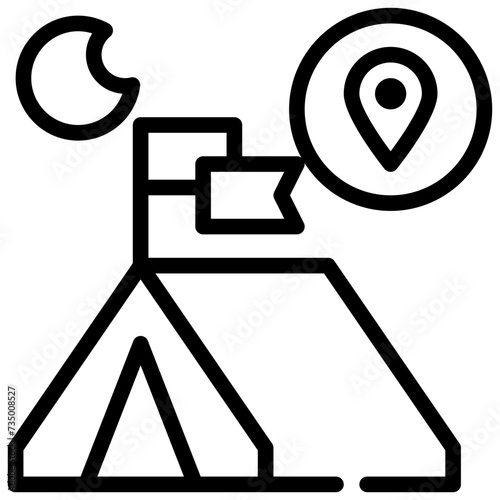 tent camping campground location pin map simple line