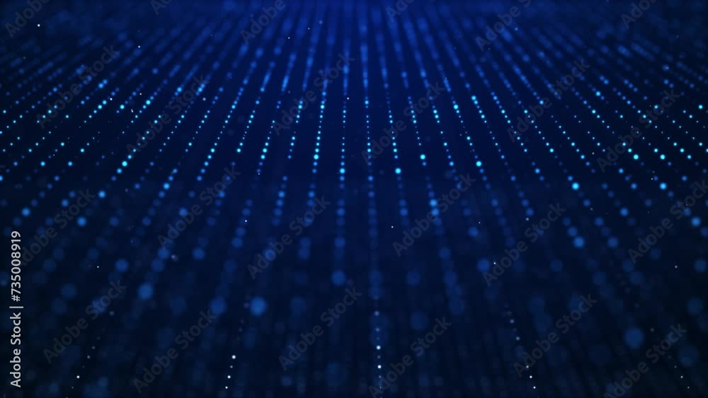 Technology abstract digital particle with flowing dots blue loop background