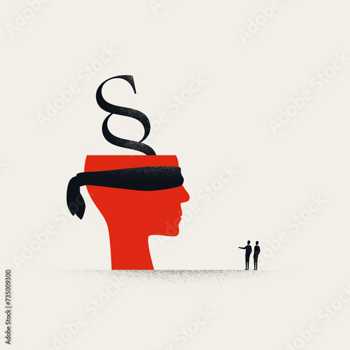 Blind justice vector concept. Symbol of fairness and equality before the law, legal sign. Minimal illustration.