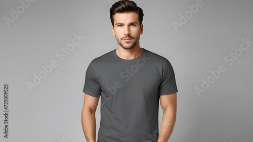 A blank charcoal gray t-shirt mockup