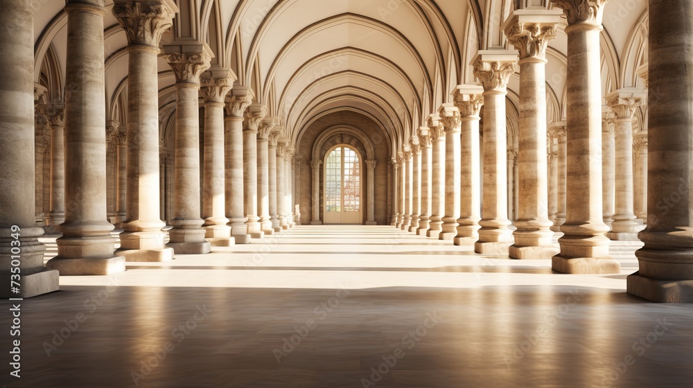 A Majestic Cathedral With Columns and Arches