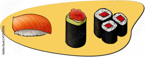 Japanese Cuisine  Sushi with Fish  Roe Stock Vector Illustration