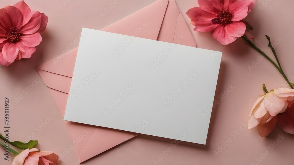 Pink rose with blank card Pink rose with blank card