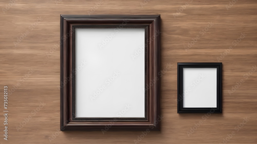 Blank wooden frame on a wall