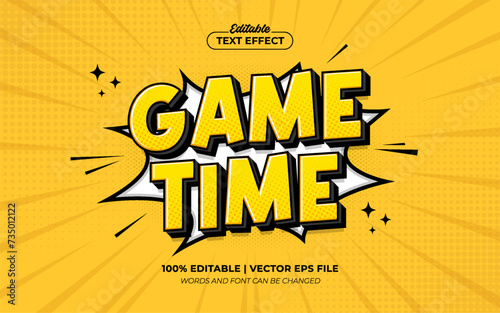Game Time 3d Cartoon Pop Art Editable Text Effect Template Style Vector