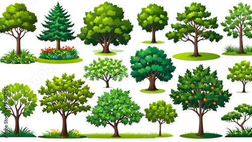 vector collection of trees. set of trees photo