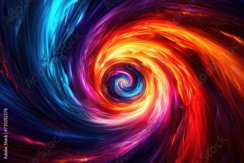 Colorful vortex energy, cosmic spiral waves, multicolor swirls explosion. Abstract futuristic digital background.